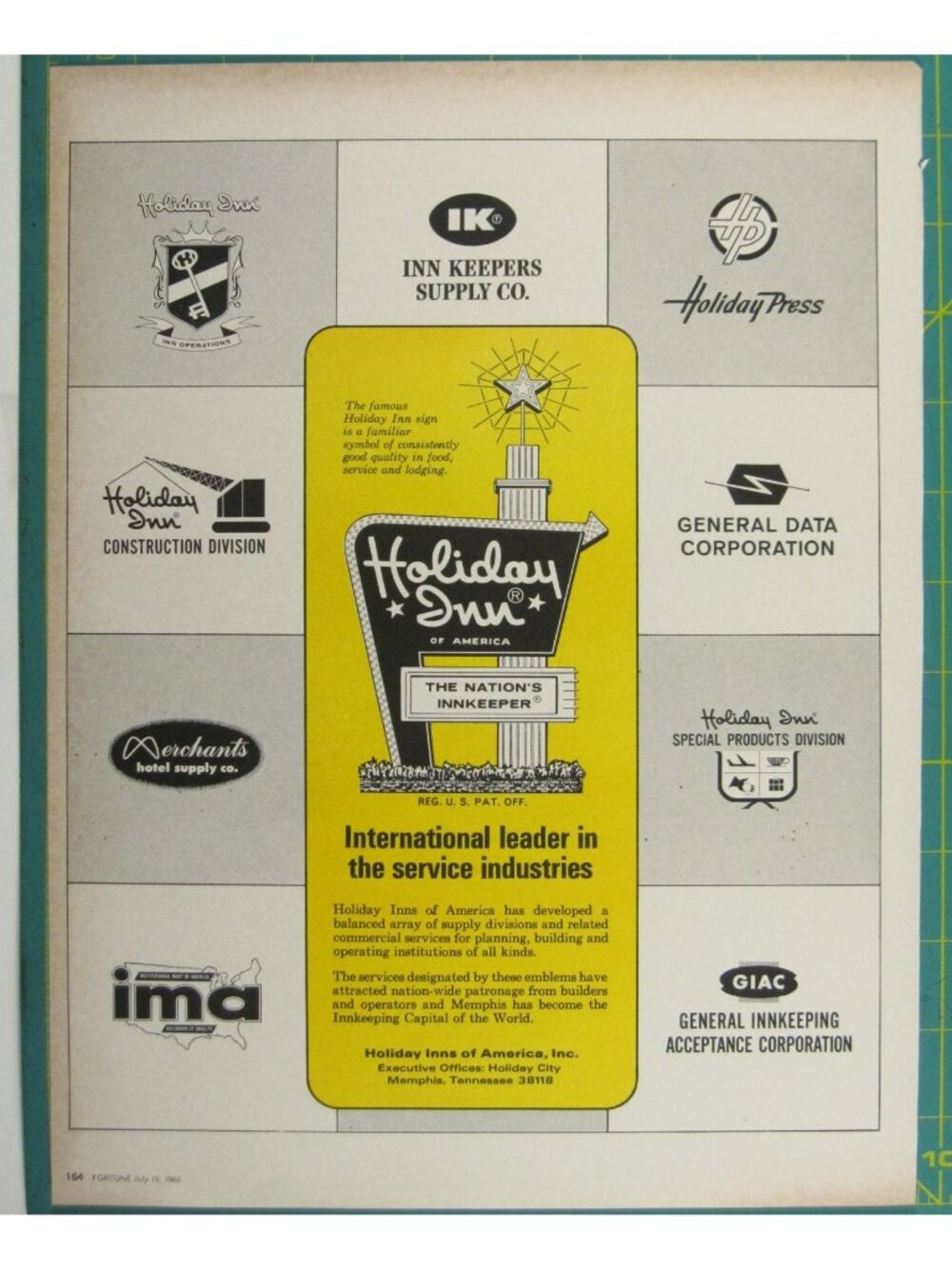 Print Ad Holiday Inn International Service 1966 Vintage Travel Logos